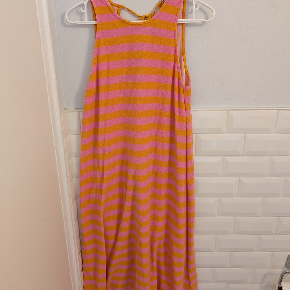 Striped Pink and Orange Sleeveless Dress